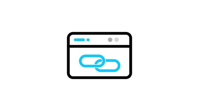 Website Link Integration Icon, Hyperlink Connection, URL Management, Web Navigation, Chain Link Symbol, Digital Interface, Website Connectivity, Modern Outline Animation.