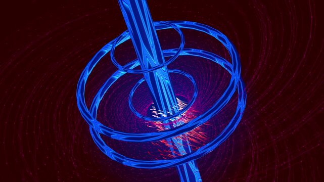 blue rings circle glowing hud technology futuristic scifi spinning interface cyber neon background motion animation footage digital abstract