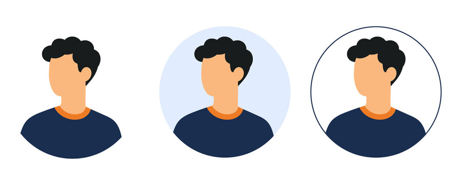Man avatar profile flat vector icon, business, social media, internet, online, communication, network, user, character isolated on transparent background.