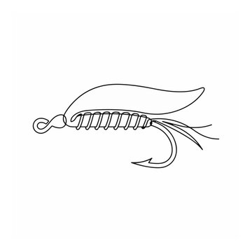 Wet fly fishing lure line art for salmon and trout