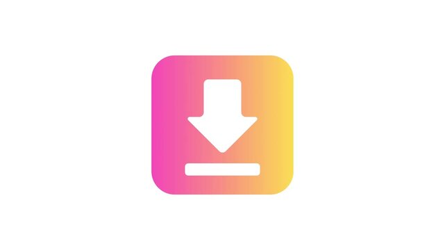 Vibrant gradient download icon symbolizing data transfer and file acquisition, ideal for modern digital interfaces and web applications, representing content retrieval