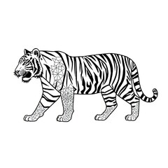 Obraz premium Tiger Embroidery Mandala Clipart Set – Folk Art Inspired Designs