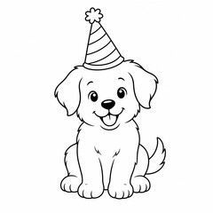 Obraz premium Cute Puppy Wearing Party Hat Birthday