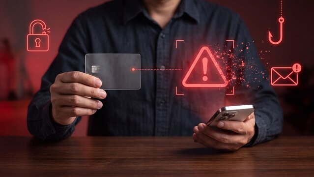 phishing, fraud, scam, credit card, cybercrime, hacking, warning, security, threat, smartphone, payment, online, hacker, theft, identity, banking, danger, risk, alert, financial, crime, hook, money, b