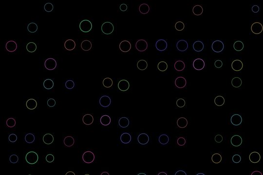 Colorful neon circles on black background for digital art