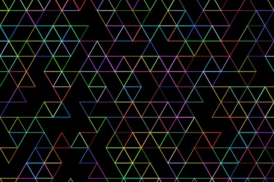 Digital geometric pattern with colorful lines and triangles
