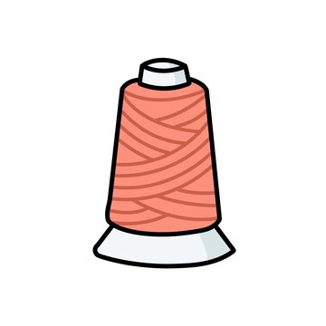 Spool of Peach Pink Sewing Thread Vector Illustration