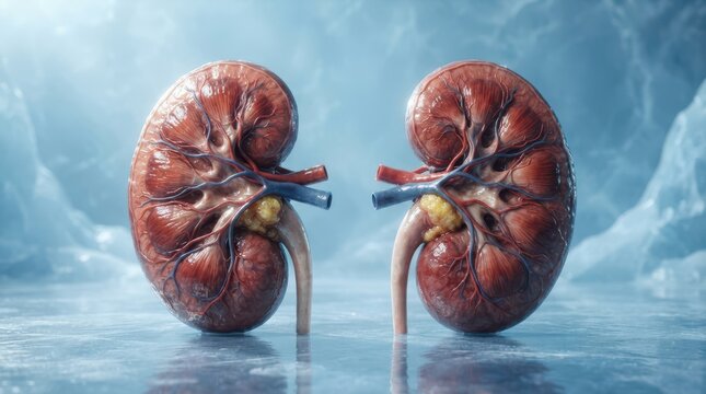 Anatomical illustration of human kidneys