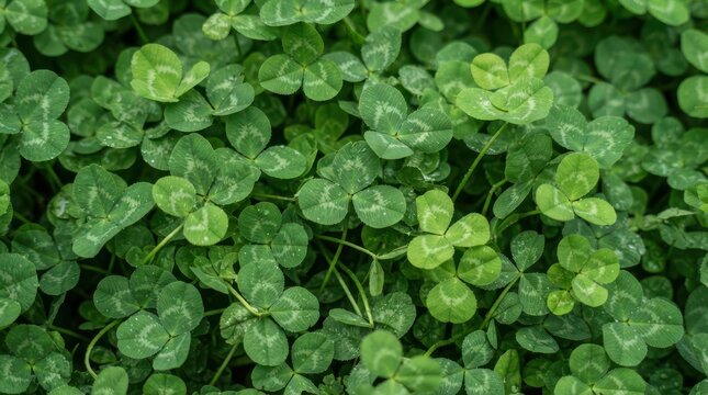 Lush green clover patch in a garden