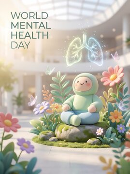 Celebrating World Mental Health Day with a Serene Mindfulness Garden and Symbol of Well-being