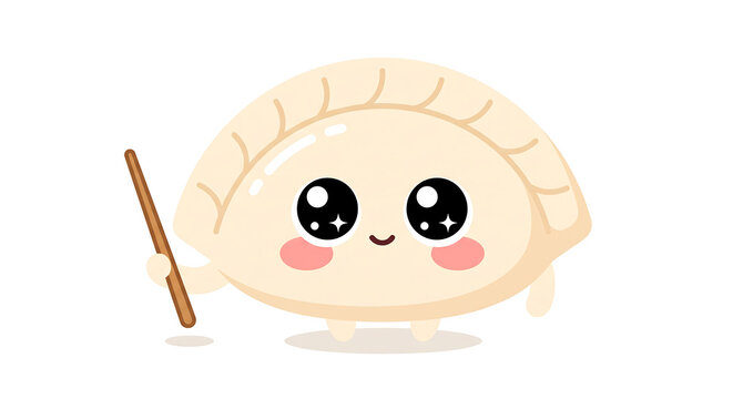 Cute Minimalist Dumpling Mascot Bouncing Animated Vector