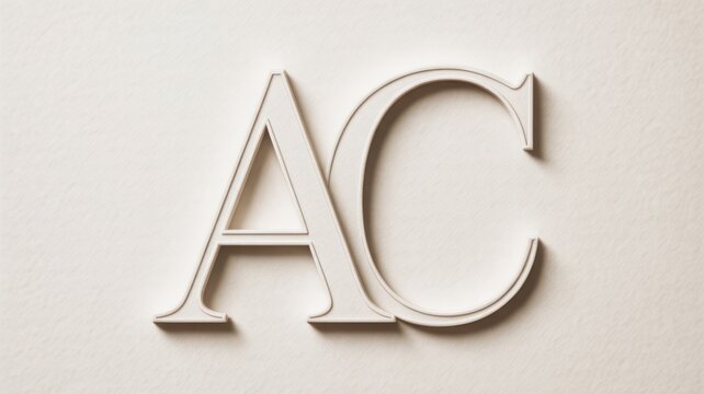 Elegant 3D AC monogram logo embossed on textured cream paper background.