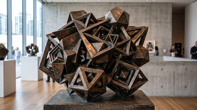Bronze geometric sculpture