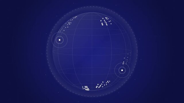 Blue futuristic HUD sphere technology background with digital interface and grid wireframe design