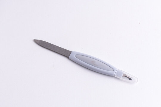 Metal nail file grooming tools isolated on white background