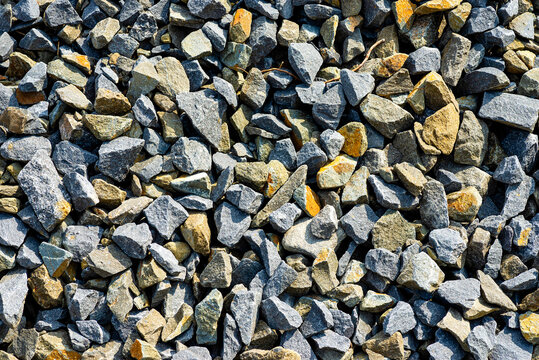 Crushed stone gravel texture background for construction works