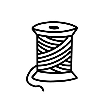 Spool of Thread Line Icon, Sewing and Embroidery Supply Vector Outline Illustration