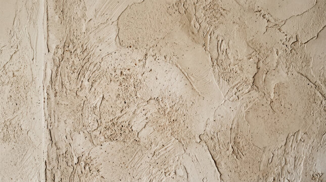 Rough beige plaster wall texture with uneven trowel marks and a matte finish for generated using ai