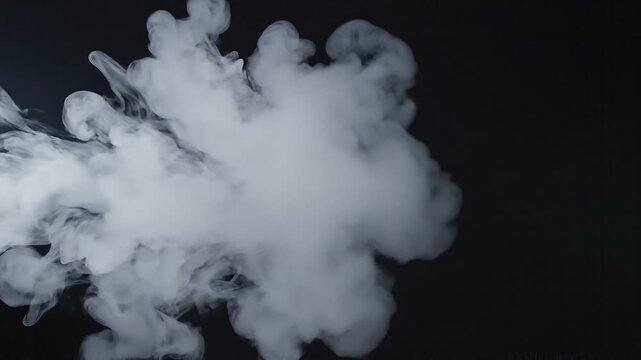 Realistic White Fog Drifting Across Dark Background, Atmospheric Smoke Motion