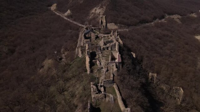 Ancient stone ruins of Ujarma Fortress in Georgia. Ancient, historic place