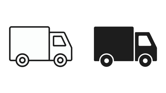 Minimalist black and white truck icons in outline and solid style