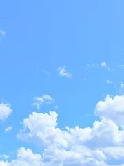 Fotobehang Slaapkamer Blue sky and white clouds background beautiful nature day atmosphere clear sunny weather fluffy cloudscape wallpaper bright horizon aerial view for design.  © ILovePhoto_TH