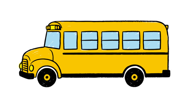 Yellow school bus transportation vehicle isolated on white background simple vector graphic