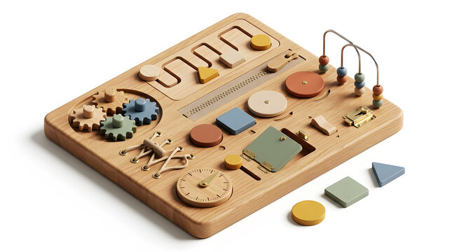 Wooden montessori busy board toy