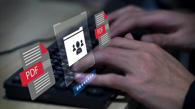 Secure document management system with encrypted data storage, protected digital files and cybersecurity technology for enterprise information security.