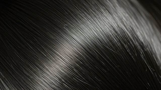 Macro shot revealing shiny, dark strands of something, possibly hair or a similar fiber
