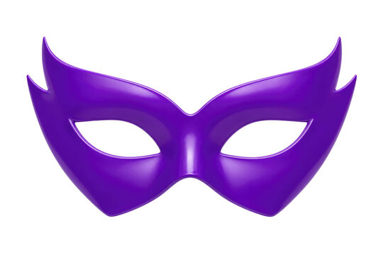 Purple masquerade mask illustration, glossy carnival face mask design, elegant party costume icon isolated PNG with Transparent Background