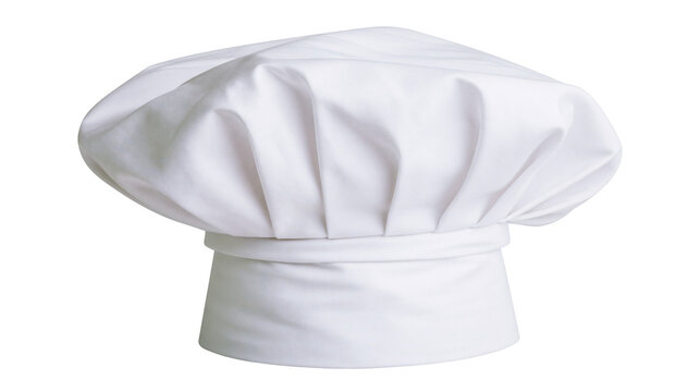 Traditional white chef s toque hat with pleats, isolated on transparent background