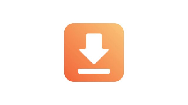 Vibrant orange gradient download icon, efficient digital file transfer, data acquisition, content retrieval for web and mobile interfaces