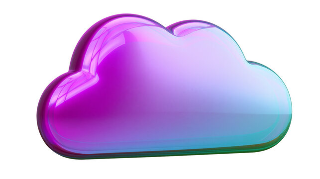 Glossy purple and blue cloud shape, isolated on transparent background