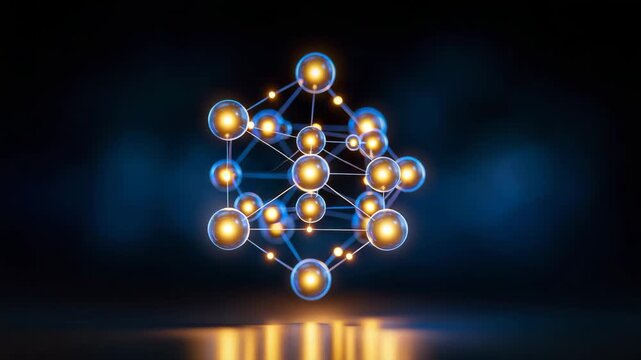 Floating 3D Matrix of Glowing Deep Learning Network Spheres