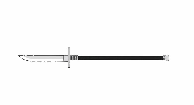 Traditional japanese naginata polearm with curved blade