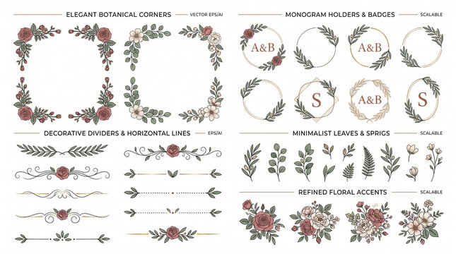 Luxury Floral Business Card Design Elements Vector