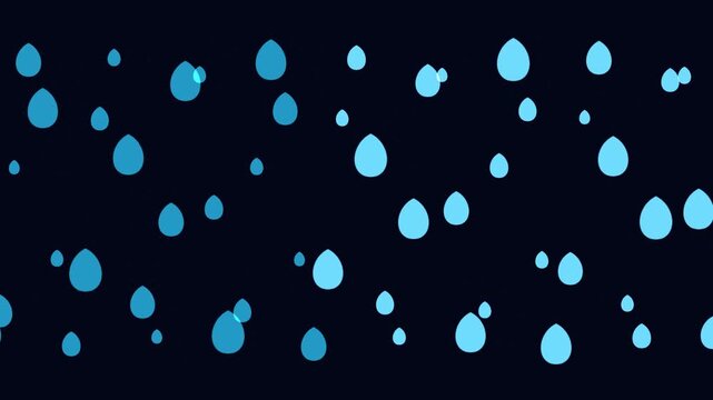 procedural motion of Abstract Motion Graphics of Glowing Blue and Cyan Droplets on Dark Background