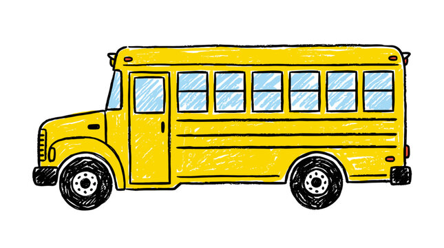 Classic yellow school bus side view illustration designed for educational kid themes daily