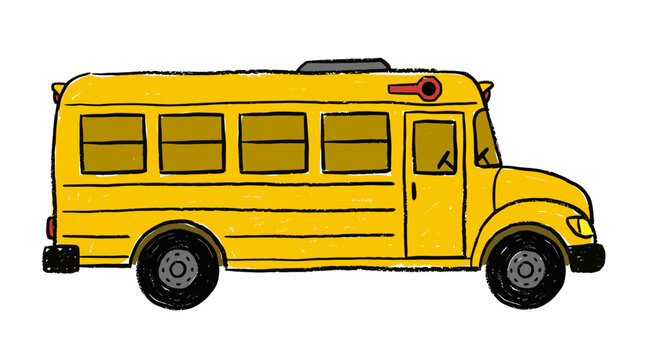 Illustration of yellow school bus vehicle isolated on white background for kids design