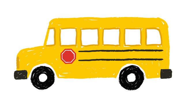 Yellow school bus with red stop sign illustration for student transit and education theme