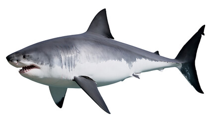 Fototapeta premium Great white shark with sharp teeth, isolated on transparent background