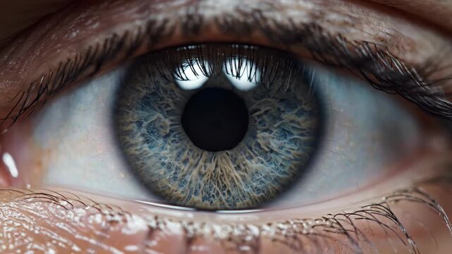 Extreme Close Up of Human Eye with Detailed Blue and Brown Iris