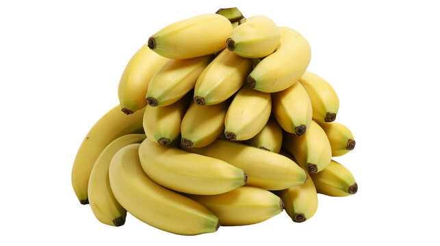 Bunch of ripe yellow bananas, isolated on transparent background