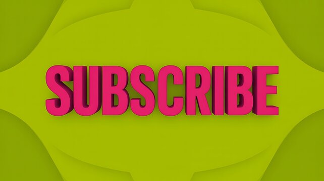 Pink 3d subscribe text on green background