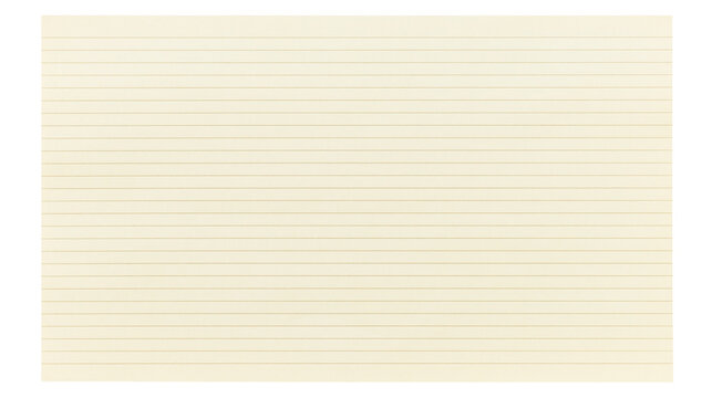 Cream colored lined paper sheet, isolated on transparent background
