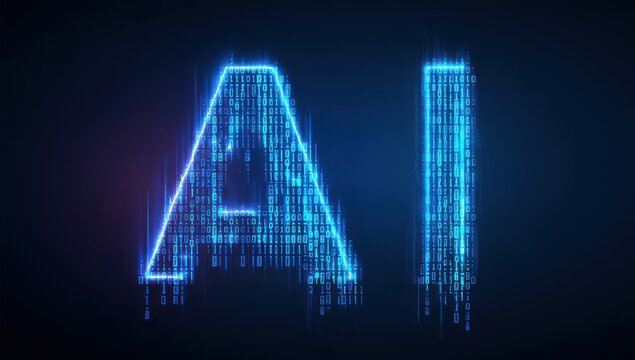 Ai artificial intelligence digital text concept with binary code matrix intelligence technology artificial computer innovation software information algorithm processing computing