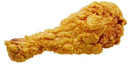 Crispy golden fried chicken drumstick with textured breading, isolated on transparent background © Thomas
