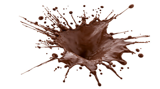 Viscous dark chocolate liquid splash, isolated on transparent background