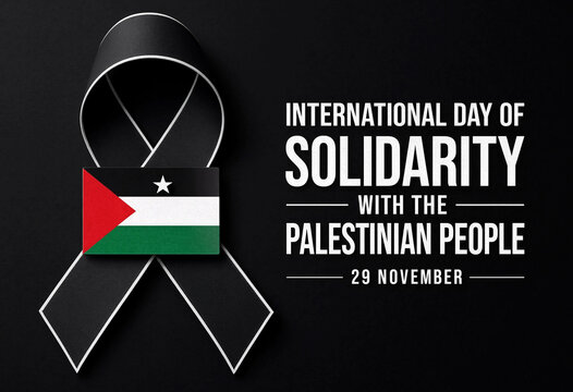 Black awareness ribbon with palestinian flag for international solidarity day concept design